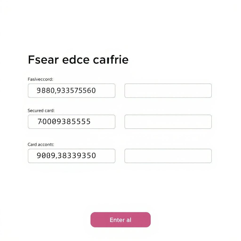 Clean interface showing secure card detail input form with encrypted fields for card numbers and activation codes
